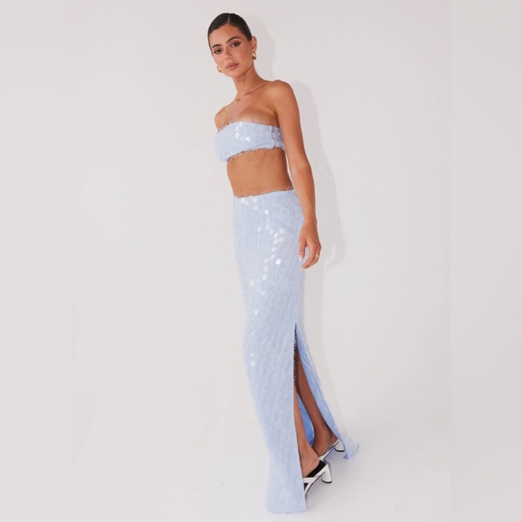 Peppermayo Light Blue Sequin Skirt Set - Picture 2 of 9